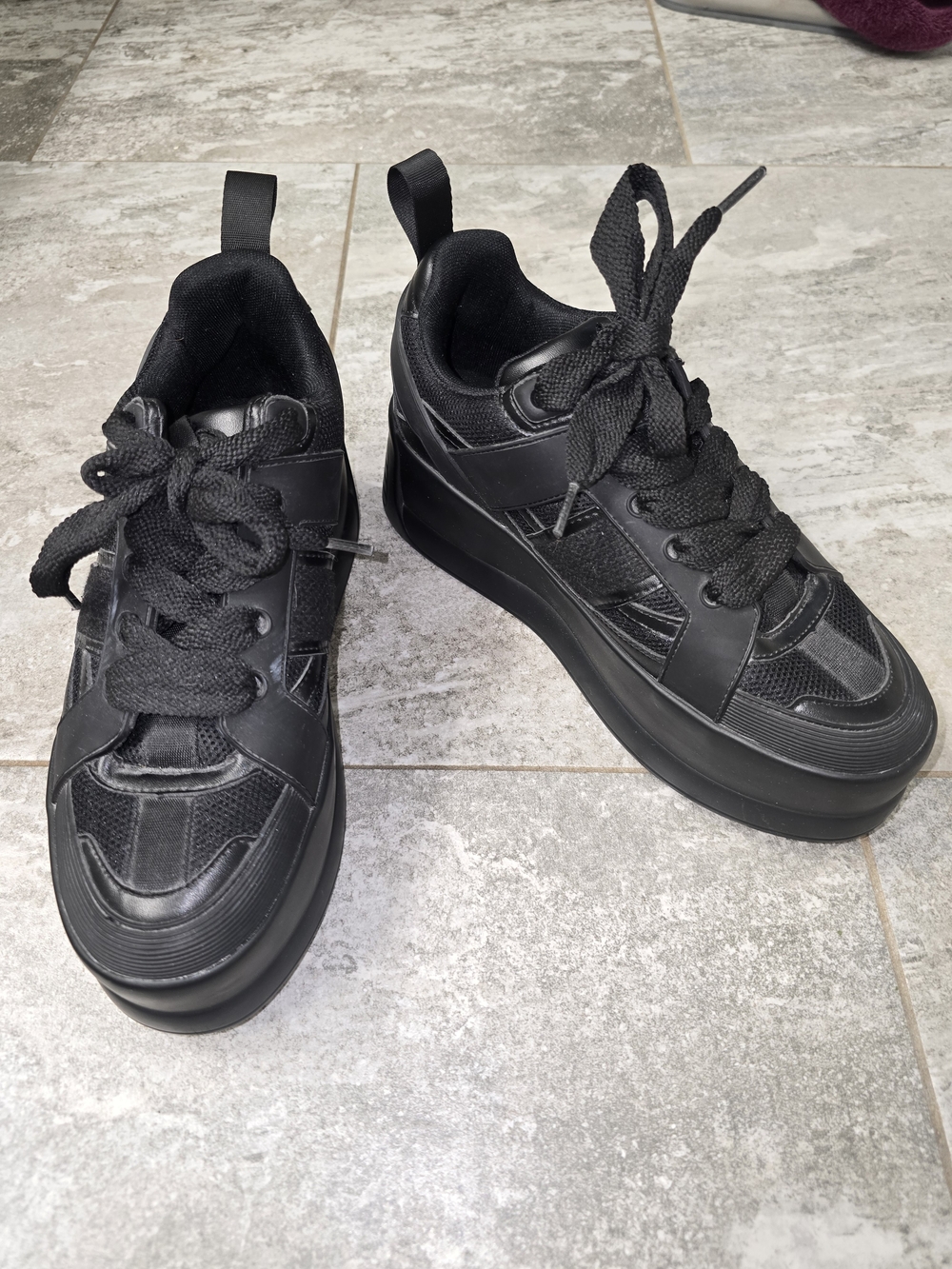 ASOS Black Women's Platform Lace-Up Sneakers
